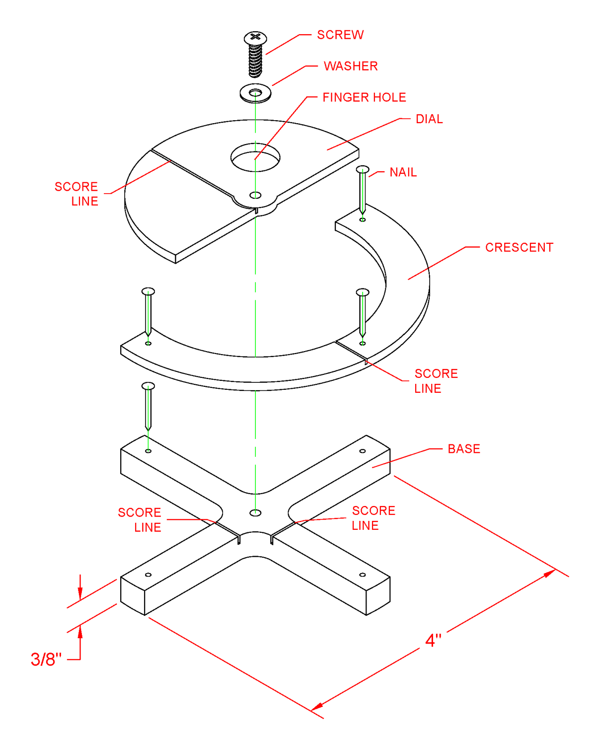 CAD Drawing of a Spinmount in Exploded View